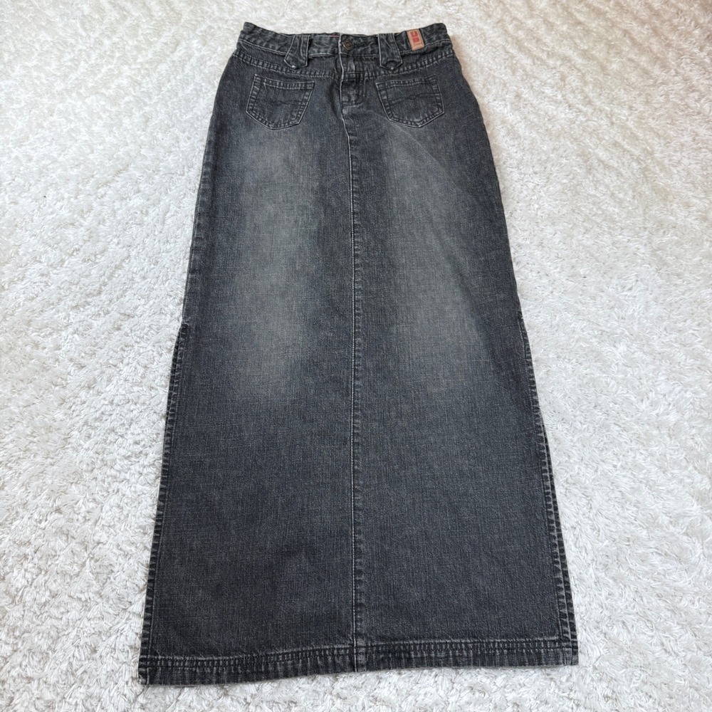 UB Jeans Black Wash Denim Maxi Skirt 0 Long Y2K Grunge Streetwear Vintage 2000s